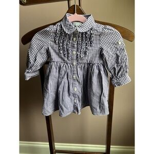 Ralph Lauren Baby Girls Purple Gingham‎ Print Dress  W/ Bloomers Size 9 Months